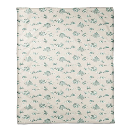 Snowy Town Teal 50x60 Coral Fleece Blanket